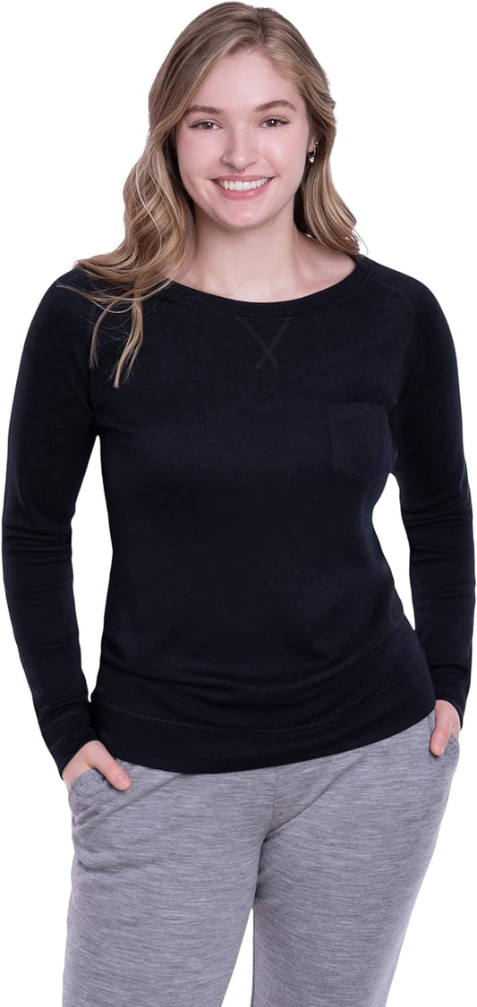 "Stay Cozy and Fresh with Woolly Clothing Women'S Merino Pro-Knit Wool Crew Neck Sweatshirt - Perfectly Balanced for Comfort, Breathability, and Odor Control"